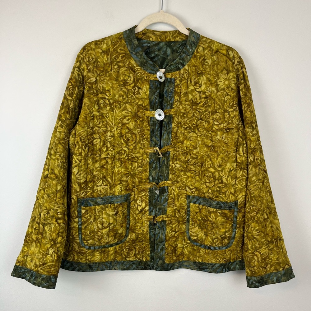 Frivolous by La Blend Women’s Green Brown Quilted Reversible Jacket MEDIUM Vtg